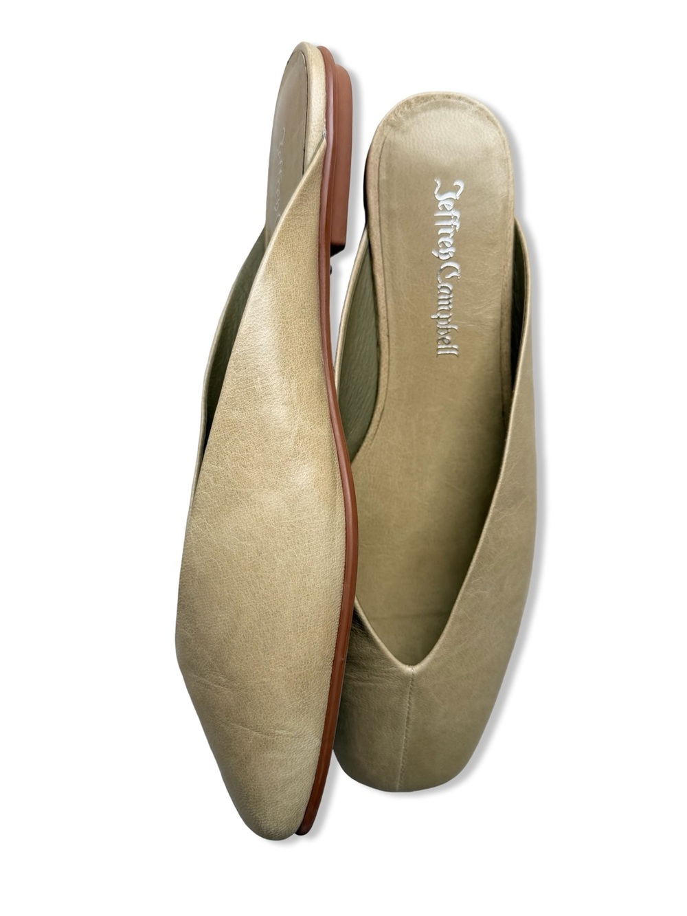 Jeffrey Campbell Advocate Flats Sage Green Leather Slip-On shoes Revolve 8.5